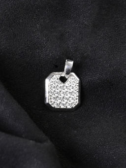 CLARA - 925 Silver Platinum Plated Swiss Zircon Hexa Pendant Without Chain