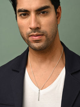 CLARA - 925 Silver Platinum Plated Swiss Zircon Pedro Men Pendant Necklace