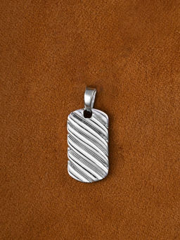 CLARA - 925 Silver Platinum Plated Wave Men Pendant Without Chain