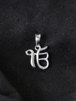 CLARA - 925 Silver Platinum Plated Ek Onkar Religious Pendant Without Chain