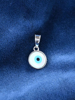CLARA - 925 Silver Platinum Plated Evil Eye Men Pendant Without Chain
