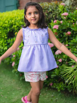 ZACH & KIKI - Lilac Embroidery Top