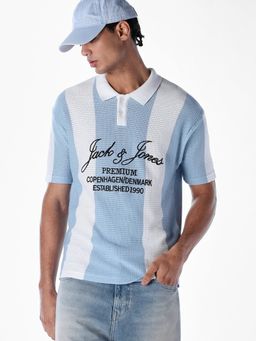 Jack & Jones - Men Oversized Blue Polo T-Shirt