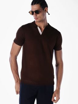 Jack & Jones - Men Slim Fit Brown Polo T-Shirt