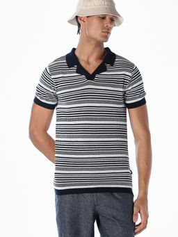 Jack & Jones - Men Regular Fit Navy Blue Polo T-Shirt