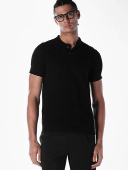 Jack & Jones - Men Slim Fit Black Polo T-Shirt