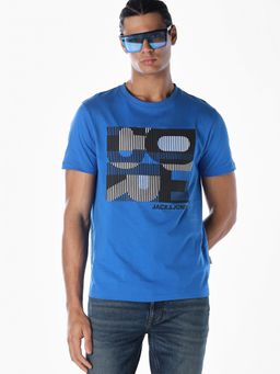 Jack & Jones - Men Regular Fit Blue T-Shirt