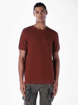 Jack & Jones - Men Regular Fit Brown T-Shirt