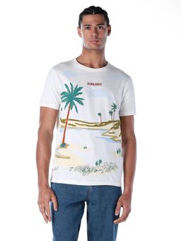 Jack & Jones - Men Regular Fit White T-Shirt