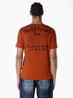 Jack & Jones - Men Regular Fit Brown T-Shirt