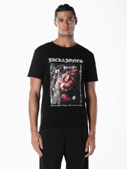 Jack & Jones - Men Regular Fit Black T-Shirt