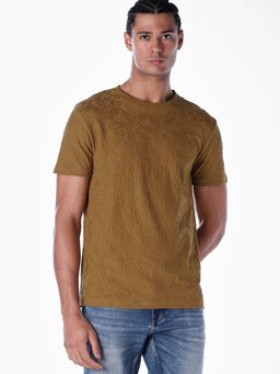 Jack & Jones - Men Regular Fit Brown T-Shirt