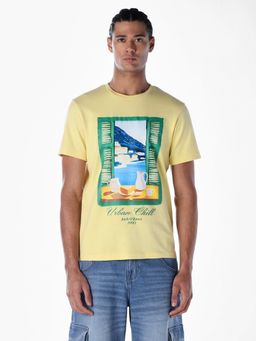 Jack & Jones - Men Regular Fit Yellow T-Shirt