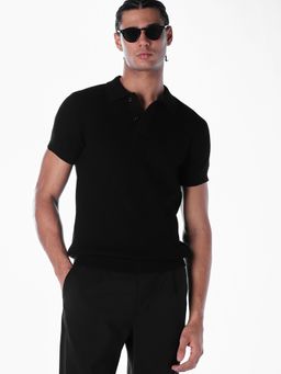 Jack & Jones - Men Regular Fit Black Polo T-Shirt