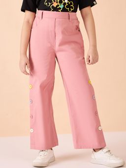 Stylo Bug - Girls Solid Casual Wear Pant- Pink