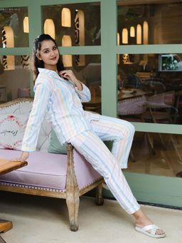 Bedgasm Sleepwear - White Frost Nightwear Shirt with Pyjama (Set of 2)