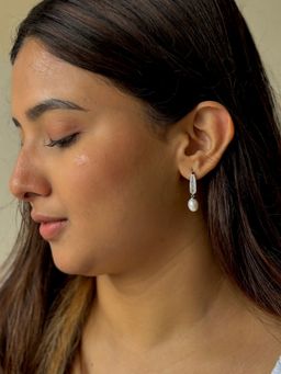 Tora - Dew You Love Me: 92.5 Silver And Pearl Drop Earrings For Women