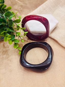 Niska - Exaggerated Resin Bangles (Pack Of 2) Multi-Color