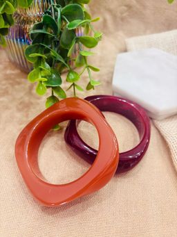 Niska - Exaggerated Resin Bangles (Pack Of 2) Multi-Color