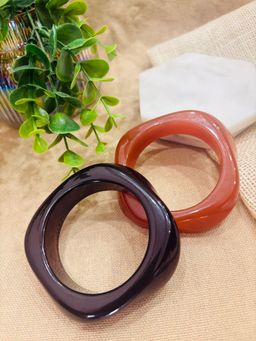Niska - Exaggerated Resin Bangles (Pack Of 2) Multi-Color
