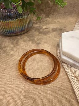 Niska - Brown Retro Solid Acrylic Bangle (Pack Of 2)