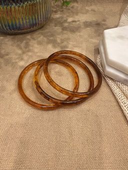 Niska - Brown Retro Solid Acrylic Bangle (Pack Of 3)