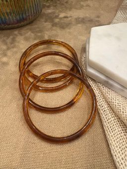 Niska - Brown Retro Solid Acrylic Bangle (Pack Of 4)