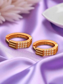 Accessher - Fancy Gold-Tone Crystal Hoop Earrings White