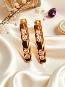 Accessher - Fancy Gold-Tone Contemporary Earrings White