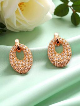 Accessher - Gold Plated Oval Stud Earrings