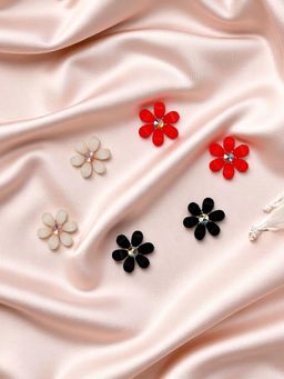 Accessher - Flower Stud Earrings For Women And Girls (Set Of 3)