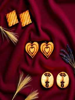 Accessher - Quirky Stud Earrings With Square,Heart And Symbol Circle Shapes