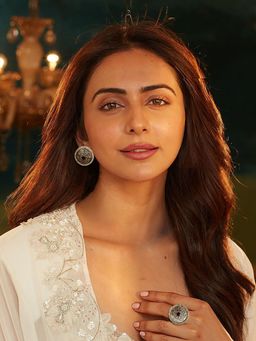 Accessher - Floral Design Stud Earrings And Finger Ring Combo For Women And Girls