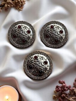 Accessher - Oxidized Silver Earrins With Finger Ring For Women Black