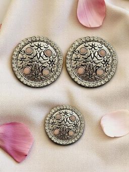 Accessher - Traditional Silver Oxidised Earring Stud Earrings For Women And Girls Orange