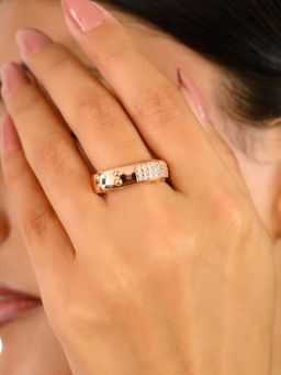 METALM - Rose Gold Cz Diamond Wedding Ring For Women White