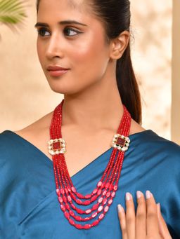 Silvermerc Designs - Red Layered Necklace For Women