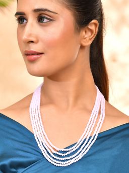 Silvermerc Designs - Pink Multi-Layered Bead Necklace For Women