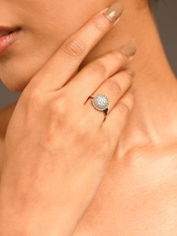 Abdesigns - Enchanting Silver Plated Cubic Zircon Studded Finger Ring White