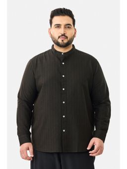 Snitch - Brown Stripes Full Sleeves Regular Casual Plus Size Shirt For Men