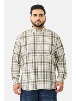 Snitch - Brown Checks Full Sleeves Regular Casual Plus Size Shirt For Men