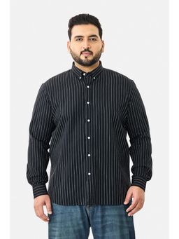 Snitch - Black Stripes Full Sleeves Regular Casual Plus Size Shirt For Men
