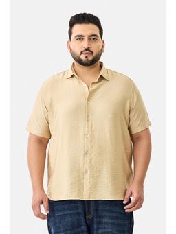 Snitch - Beige Solid Half Sleeves Regular Casual Plus Size Shirt For Men