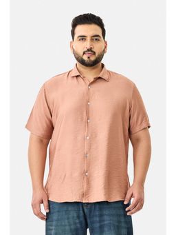 Snitch - Rust Solid Half Sleeves Regular Casual Plus Size Shirt For Men