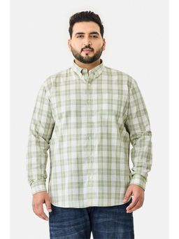 Snitch - Olive Checks Full Sleeves Regular Casual Plus Size Shirt For Men