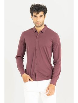 Snitch - Mauve Plain Full Sleeves Slim Formal Shirt For Men