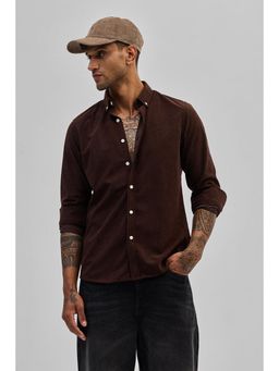 Snitch - Dark Brown Stripes Full Sleeves Slim Casual Shirt For Men