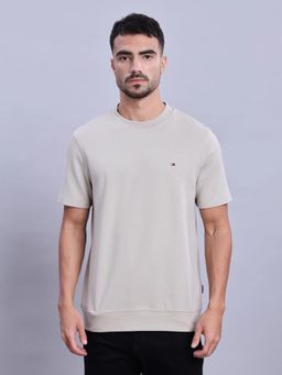 Tommy Hilfiger - Solid Regular Fit Cotton T-Shirt - Beige