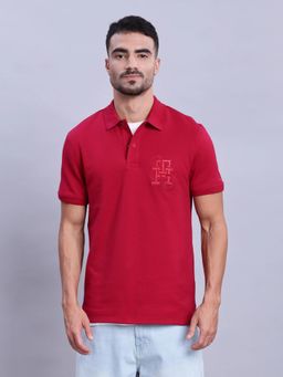 Tommy Hilfiger - Logo Regular Fit Cotton Polo T-Shirt - Red