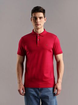 Tommy Hilfiger - Solid Regular Fit Cotton Polo T-Shirt - Red